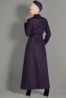 Tesettür giyim MOR GİZLİ DÜĞMELİ NAKIŞLI PARDESÜ 1131 