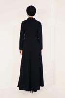 Tesettür giyim SİYAH  PÜSKÜLLÜ ABİYE ELBİSE T 02706
