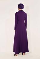 Tesettür giyim MÜRDÜM  PÜSKÜLLÜ ABİYE ELBİSE T 02706