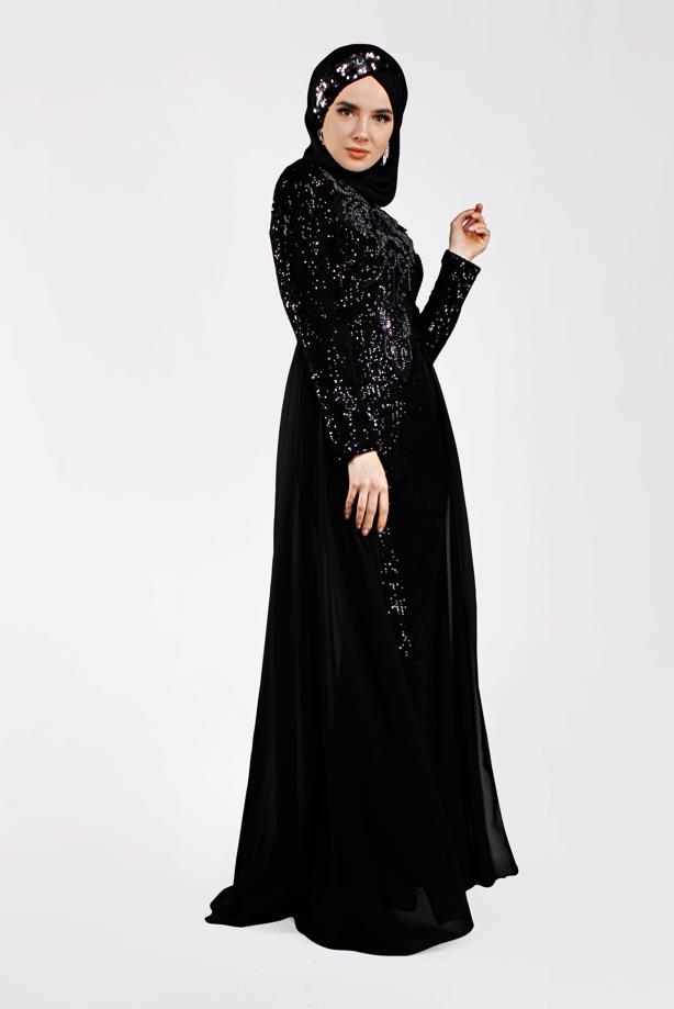 Vêtements hijab  Pelerine Sequined Evening Dress T 42725  - TRENDTESETTÜR