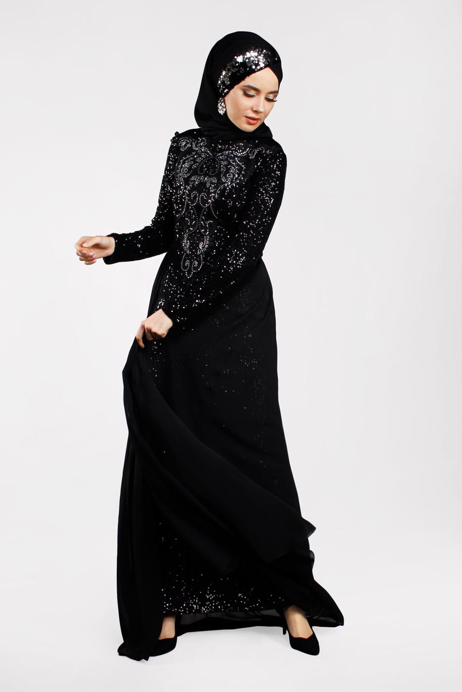 Vêtements hijab NOIR Robe de Soirée T 42725 