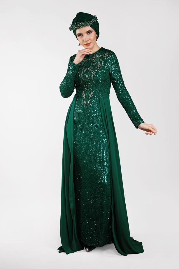 Vêtements hijab  Pelerine Sequined Evening Dress T 42725  - TRENDTESETTÜR