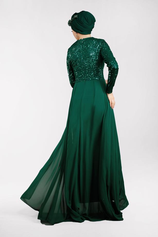 Vêtements hijab  Pelerine Sequined Evening Dress T 42725  - TRENDTESETTÜR