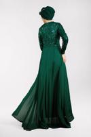 Hijab clothing GREEN Pelerine Sequined Evening Dress T 42725 