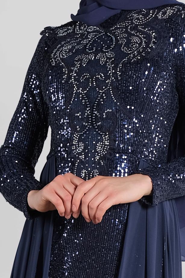Vêtements hijab  Pelerine Sequined Evening Dress T 42725  - TRENDTESETTÜR