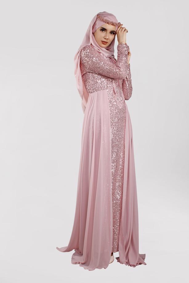 Vêtements hijab  Pelerine Sequined Evening Dress T 42725  - TRENDTESETTÜR