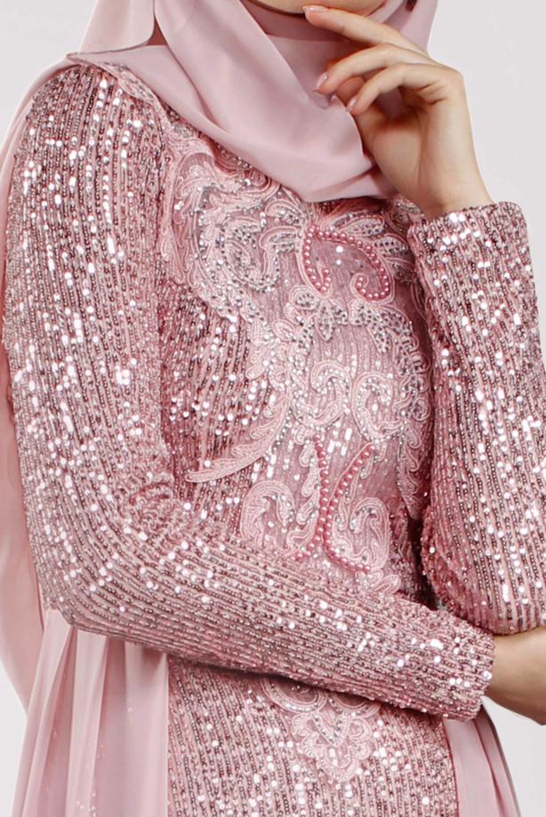 Vêtements hijab  Pelerine Sequined Evening Dress T 42725  - TRENDTESETTÜR