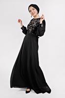 Tesettür giyim SİYAH PUL PAYETLİ ABİYE ELBİSE T 54293