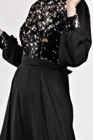 Tesettür giyim SİYAH PUL PAYETLİ ABİYE ELBİSE T 54293