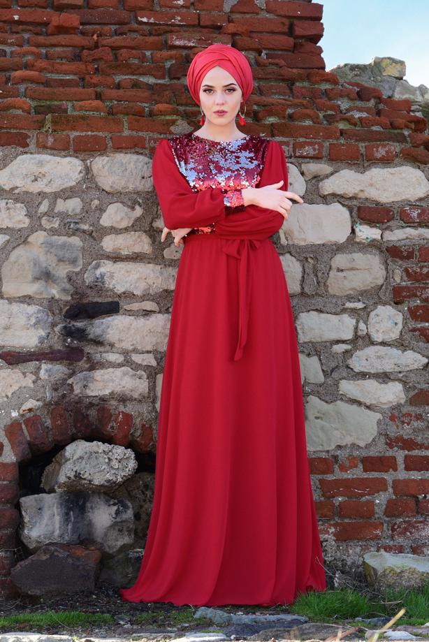 Hijab clothing  Sequined Evening Dress T 54293  - TRENDTESETTÜR