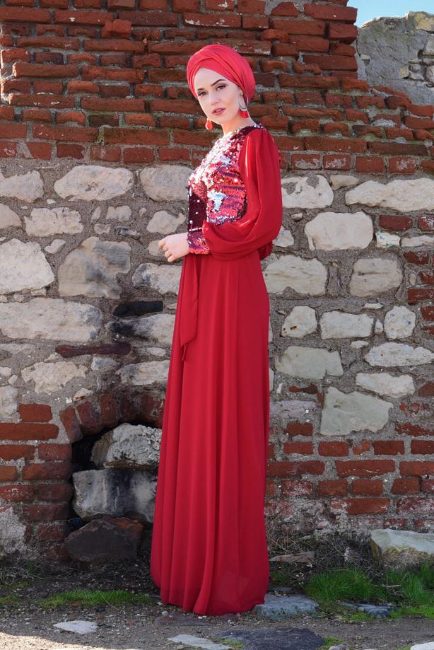 Hijab clothing  Sequined Evening Dress T 54293  - TRENDTESETTÜR