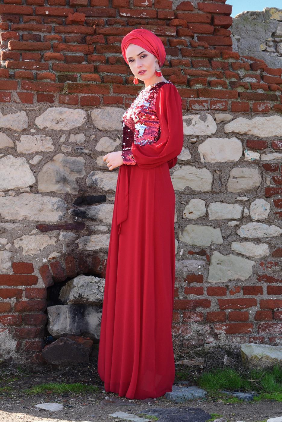 Vêtements hijab ROUGE Robe de Soirée T 54293 