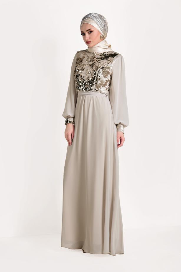 Hijab clothing  Sequined Evening Dress T 54293  - TRENDTESETTÜR