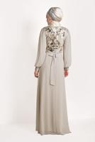 Hijab clothing BEIGE Sequined Evening Dress T 54293 