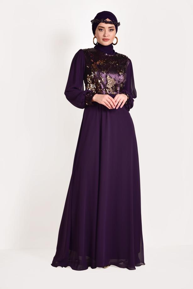 Hijab clothing  Sequined Evening Dress T 54293  - TRENDTESETTÜR