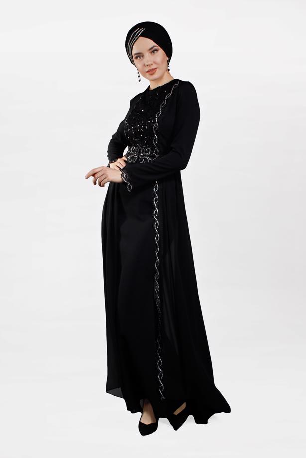 Vêtements hijab  Stoned Guipure Detailed  Evening Dress T 61725 - TRENDTESETTÜR
