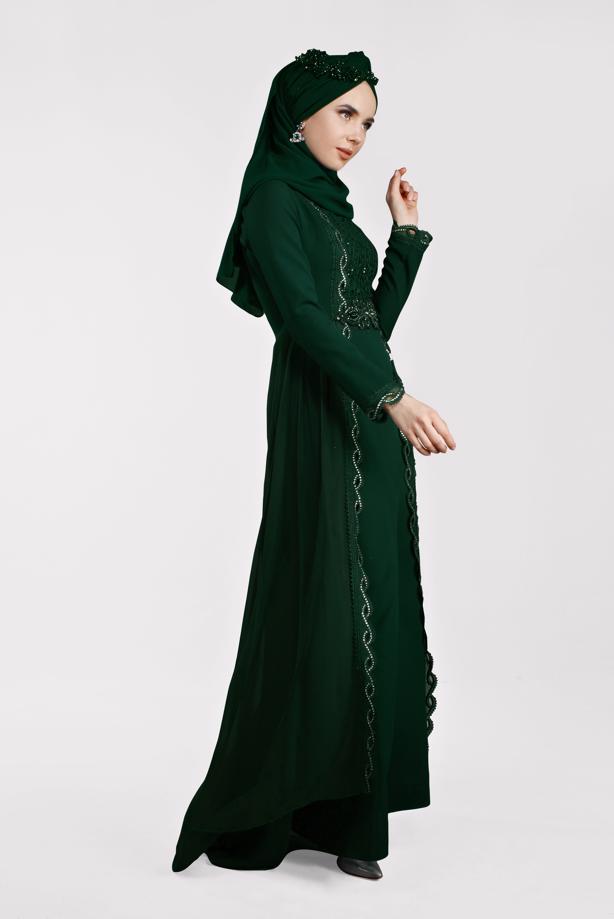 Vêtements hijab  Stoned Guipure Detailed  Evening Dress T 61725 - TRENDTESETTÜR