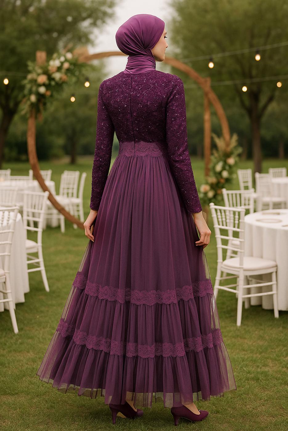 Vêtements hijab PRUNE Robe de Soirée T 75725 