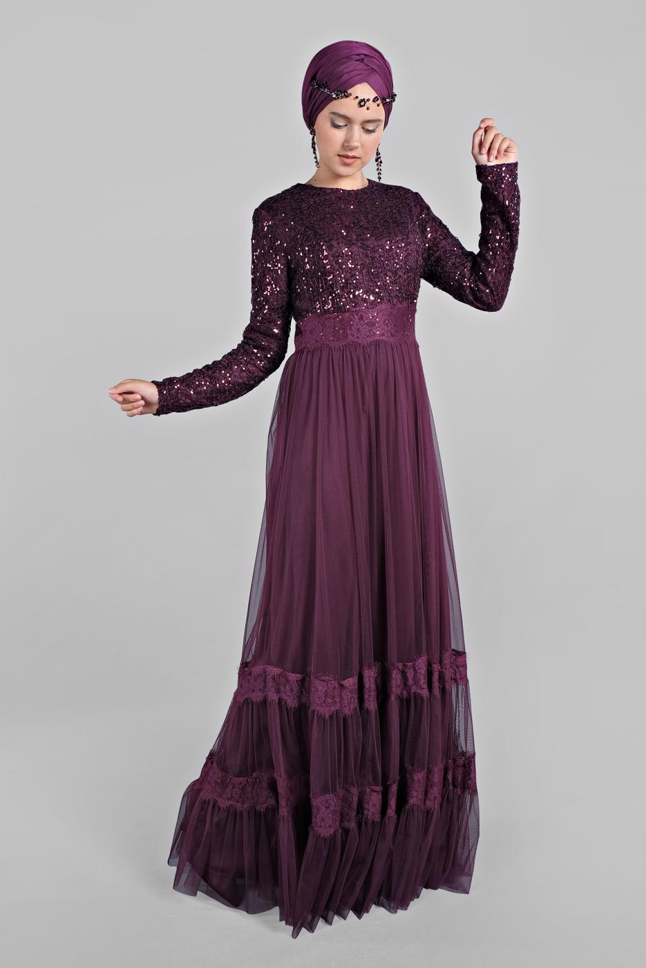 Vêtements hijab PRUNE Robe de Soirée T 75725 