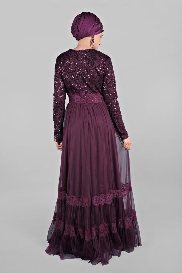 Vêtements hijab  Lace and Tulle Detailed Evening Dress T 75725  - TRENDTESETTÜR