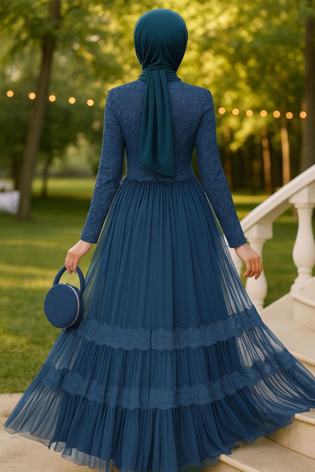 Vêtements hijab  Lace and Tulle Detailed Evening Dress T 75725  - TRENDTESETTÜR