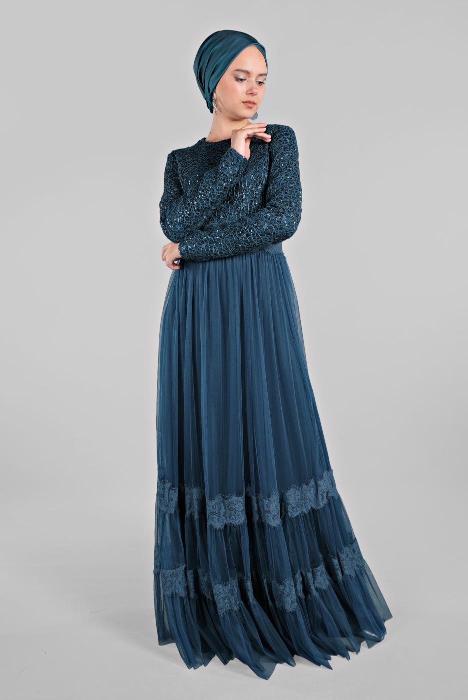 Vêtements hijab VERT Robe de Soirée T 75725 