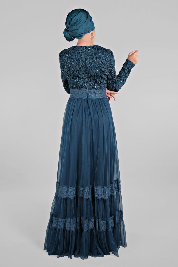 Vêtements hijab  Lace and Tulle Detailed Evening Dress T 75725  - TRENDTESETTÜR
