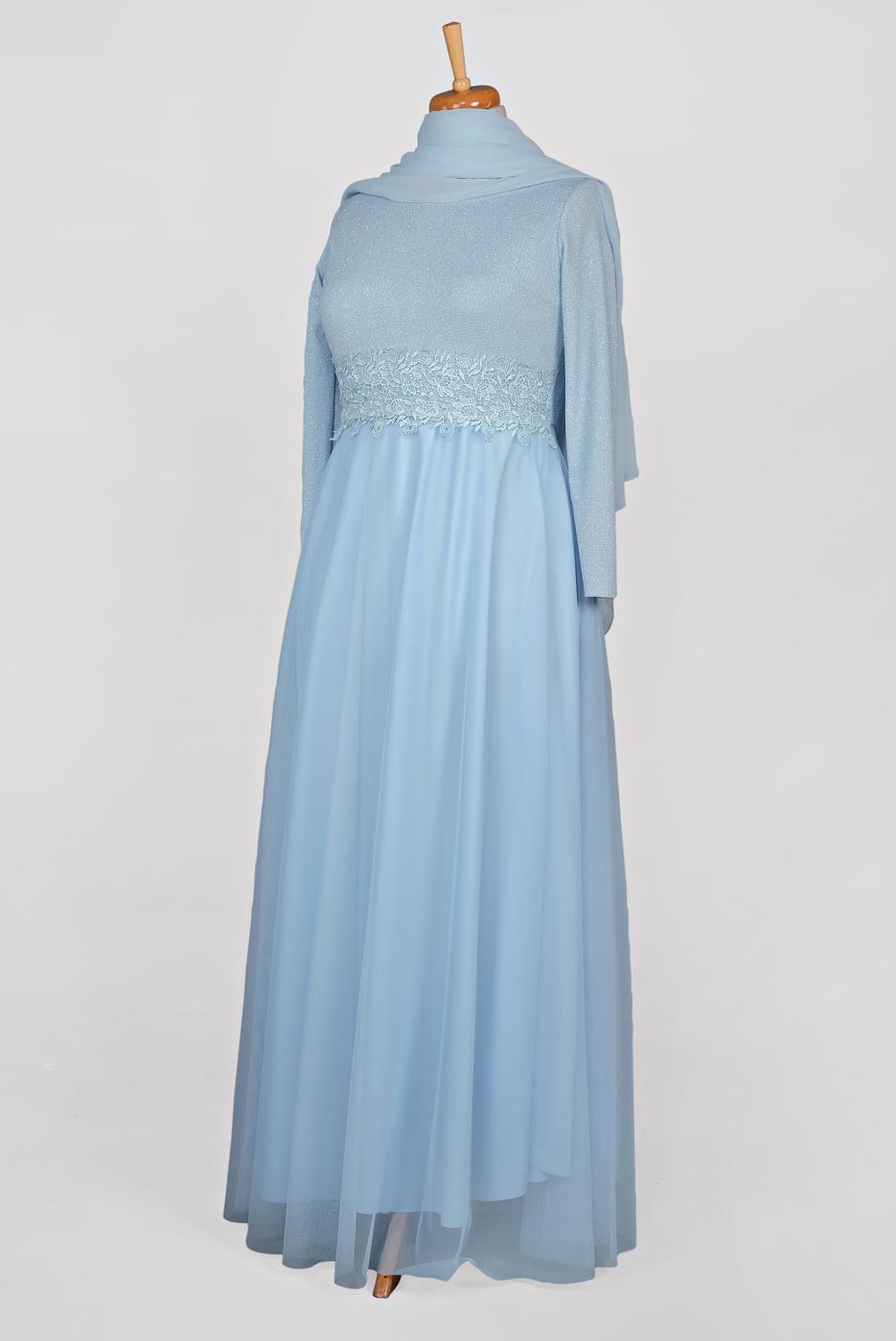 Hijab clothing BLUE T 84083 Arn-Abiye Elbise