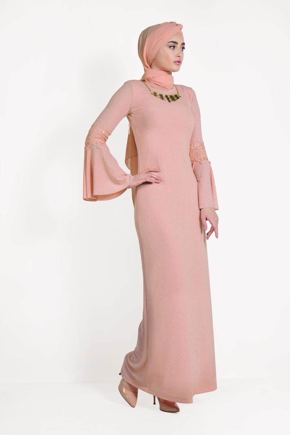 Hijab clothing POWDER EVENING DRESS WITH ACCESSORY T 01283