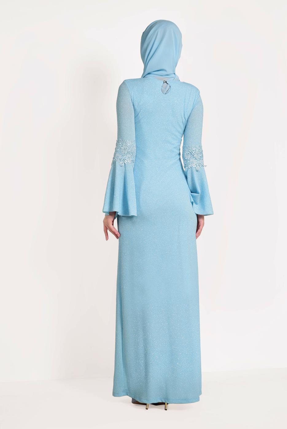 Hijab clothing BLUE EVENING DRESS WITH ACCESSORY T 01283
