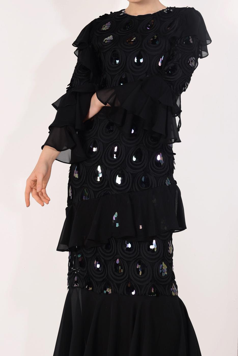 Vêtements hijab NOIR Robe de Soirée T 0851