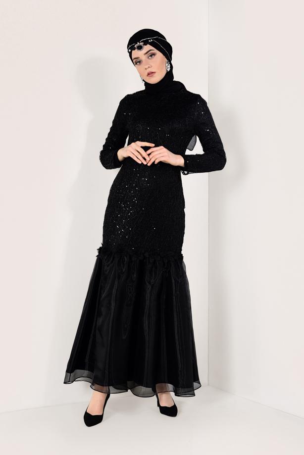 Vêtements hijab  Sequined Fish Evening Dress T 1451 - TRENDTESETTÜR