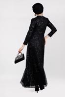 Tesettür giyim SİYAH SİMLİ ABİYE ELBİSE 1522