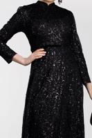 Tesettür giyim SİYAH SİMLİ ABİYE ELBİSE 1522