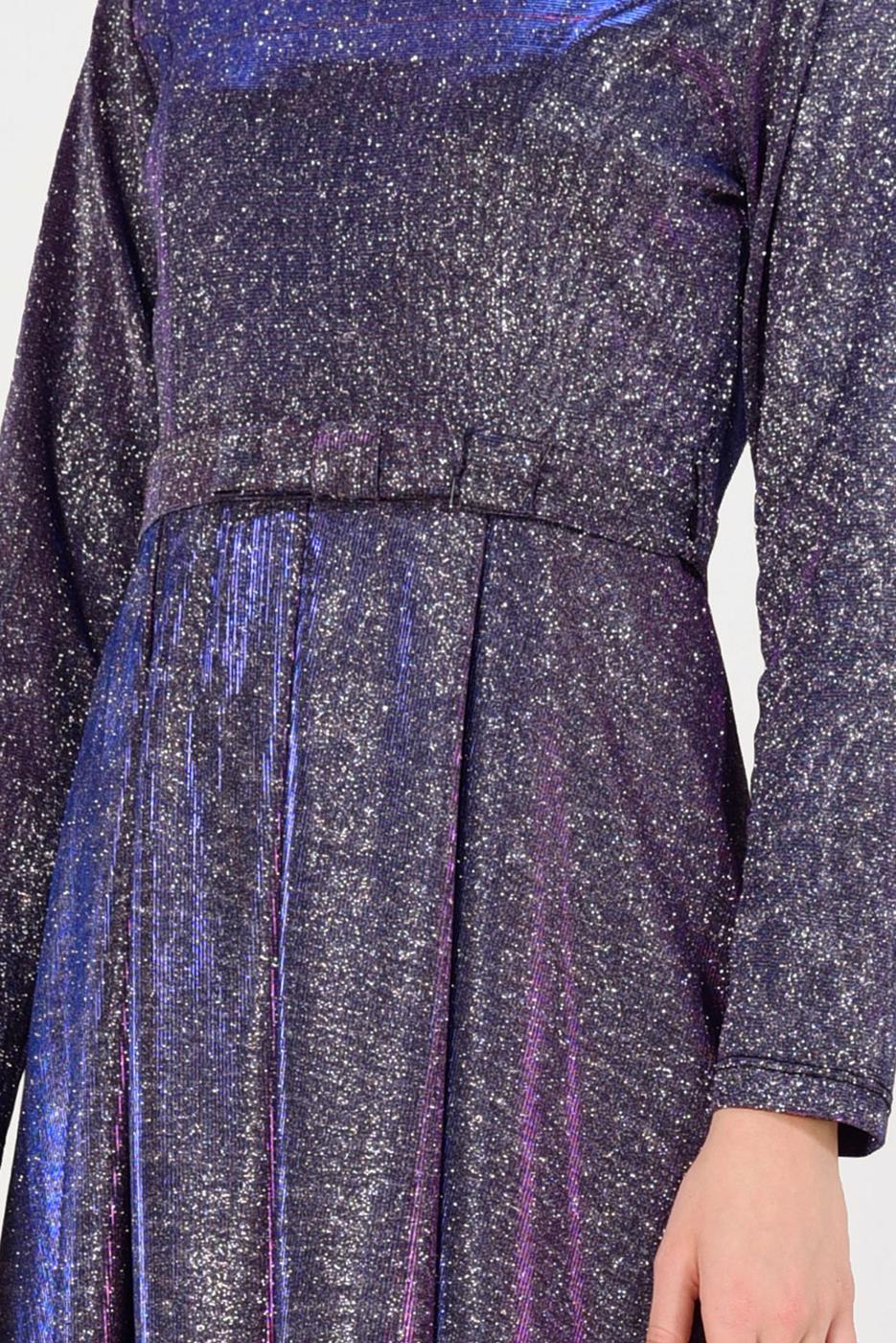 Hijab-Kleidung LILA GLITZER ABENDKLEID T 1851