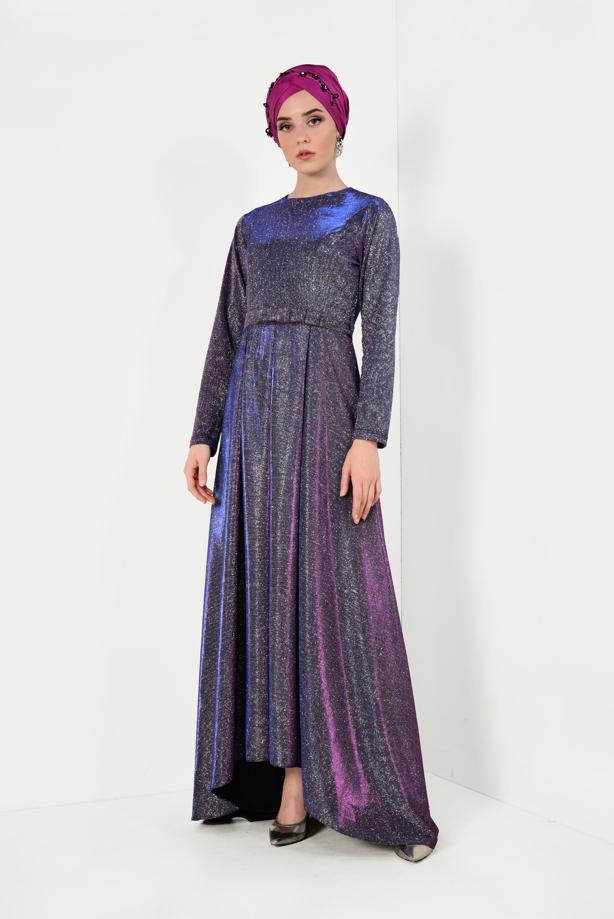 Vêtements hijab  Flywheel Skirt Tinsel Evening Dress T 1851 - TRENDTESETTÜR
