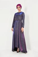 Hijab clothing PURPLE Flywheel Skirt Tinsel Evening Dress T 1851