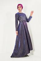Hijab clothing PURPLE Flywheel Skirt Tinsel Evening Dress T 1851