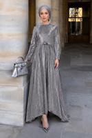 Hijab-Kleidung GRAU GLITZER ABENDKLEID T 1851