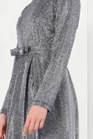 Hijab-Kleidung GRAU GLITZER ABENDKLEID T 1851