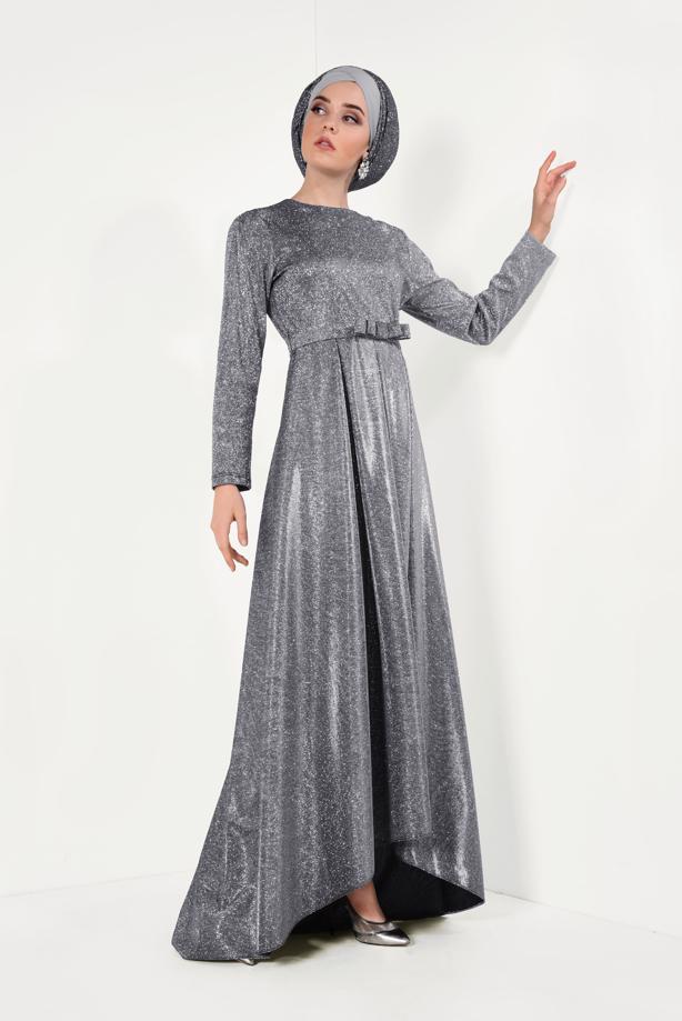 Vêtements hijab  Flywheel Skirt Tinsel Evening Dress T 1851 - TRENDTESETTÜR