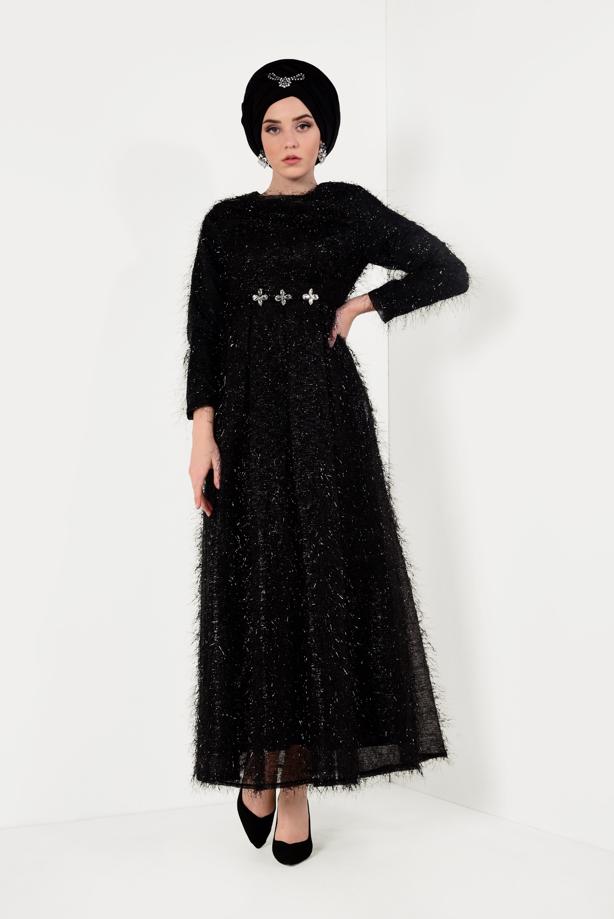 Vêtements hijab  Fringed Evening Dress T 2251  - TRENDTESETTÜR