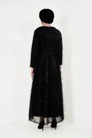 Hijab clothing BLACK Fringed Evening Dress T 2251 