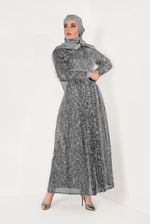 Vêtements hijab  Fringed Evening Dress T 2251  - TRENDTESETTÜR