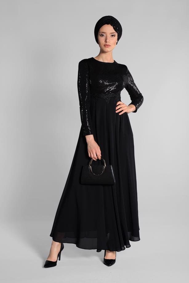 Vêtements hijab  T 3522 AZD- ABİYE ELBİSE - TRENDTESETTÜR