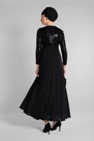 Vêtements hijab NOIR T 3522 AZD- ABİYE ELBİSE