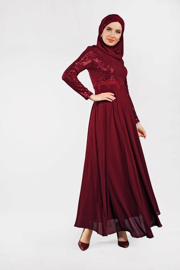 Vêtements hijab  T 3522 AZD- ABİYE ELBİSE - TRENDTESETTÜR