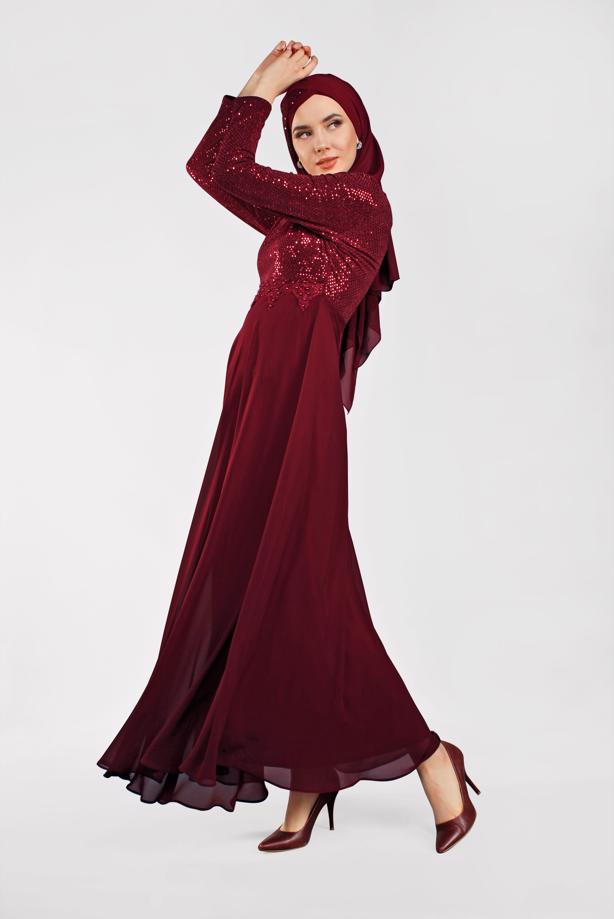 Vêtements hijab  T 3522 AZD- ABİYE ELBİSE - TRENDTESETTÜR