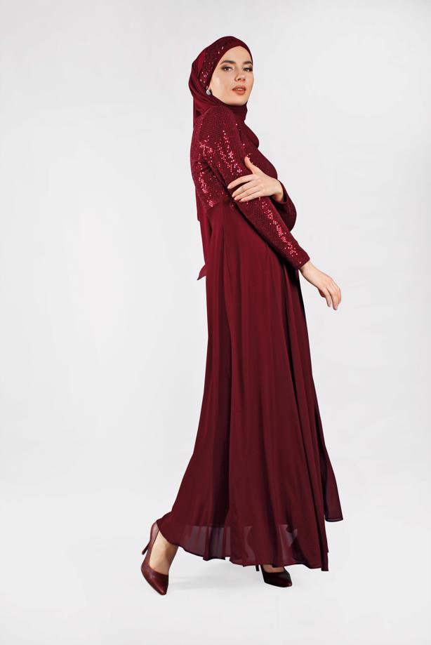 Vêtements hijab  T 3522 AZD- ABİYE ELBİSE - TRENDTESETTÜR