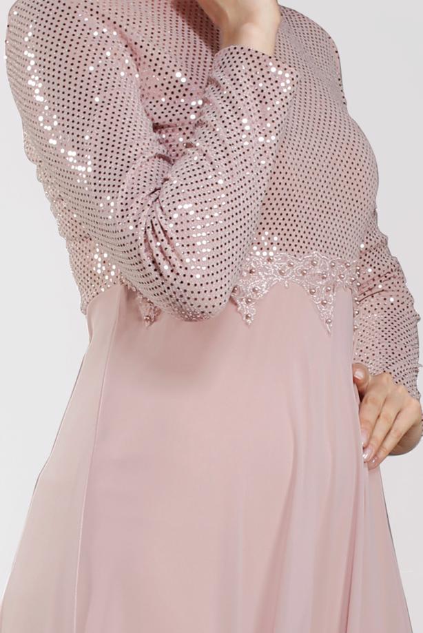 Vêtements hijab  T 3522 AZD- ABİYE ELBİSE - TRENDTESETTÜR